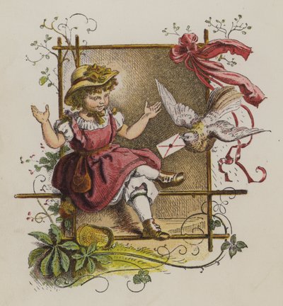Uccello che consegna una lettera a una bambina da Oskar Pletsch